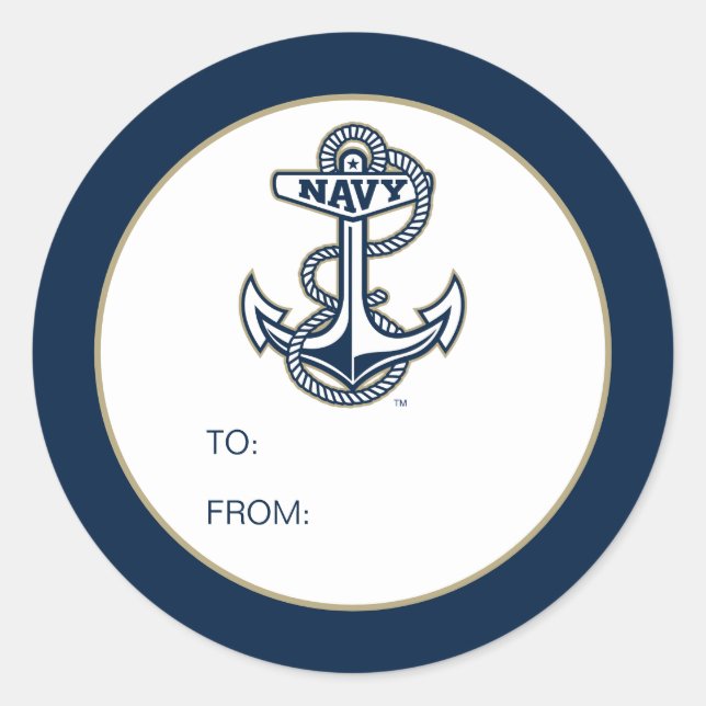 Naval Academy Anchor Graduate Classic Round Sticker (Front)