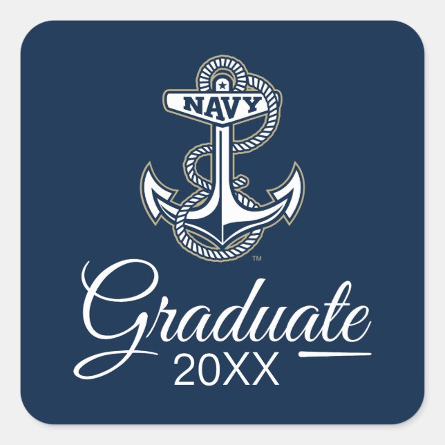 Naval Academy Anchor Graduate Square Sticker (Front)