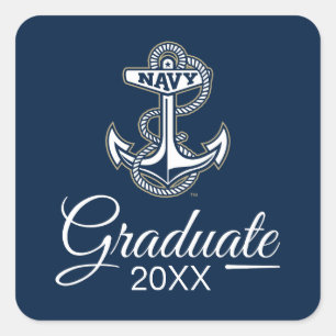 Naval Academy Anchor Graduate Square Sticker