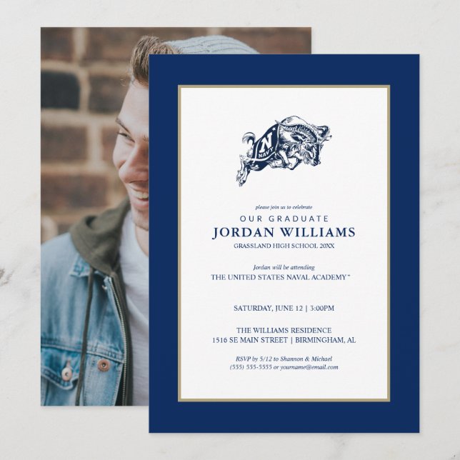 Naval Academy Anchor | Graduation Announcement (Front/Back)