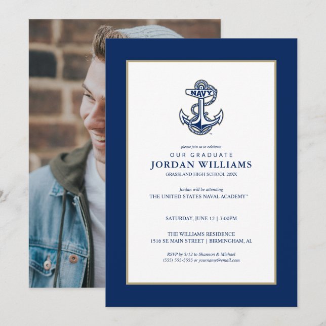 Naval Academy Anchor | Graduation Announcement (Front/Back)