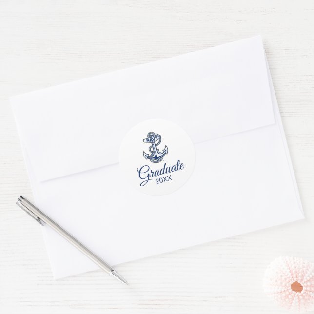 Naval Academy Anchor | Graduation Classic Round Sticker (Envelope)