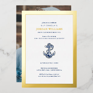Naval Academy Anchor Graduation Foil Invitation