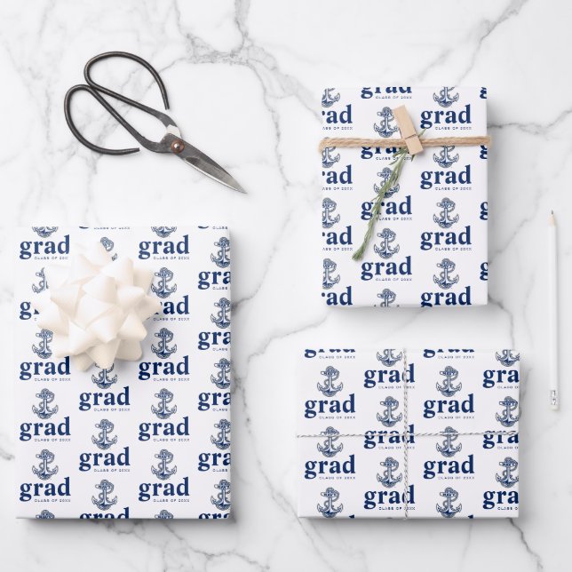 Naval Academy Anchor | Graduation Wrapping Paper Sheets (Front)