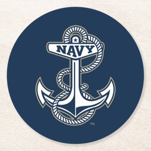 Naval Academy Anchor Round Paper Coaster