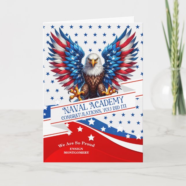 Naval Academy Graduate American Eagle and Stars Card (Front)