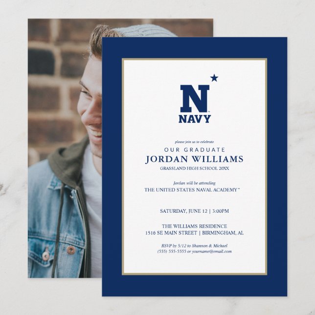 Naval Academy Logo | Graduation Announcement (Front/Back)