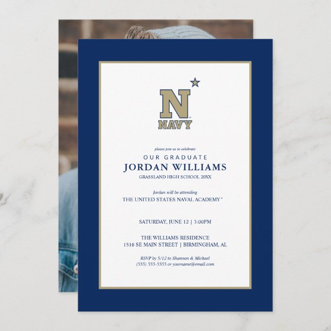 Naval Academy Logo | Graduation Announcement (Front/Back)