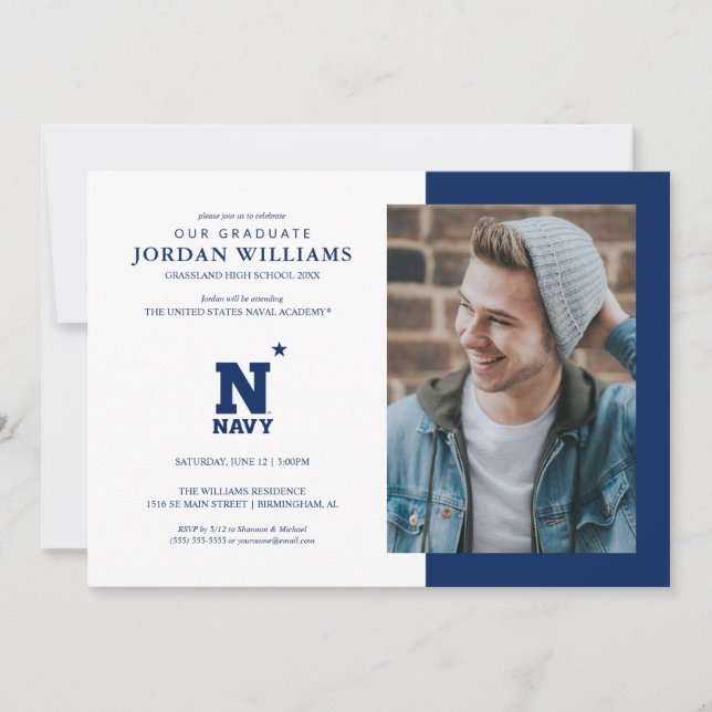 Naval Academy Logo | Graduation Announcement (Front)