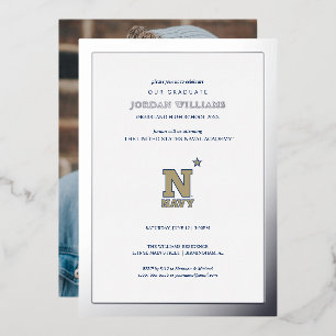 Naval Academy Logo Graduation Foil Invitation