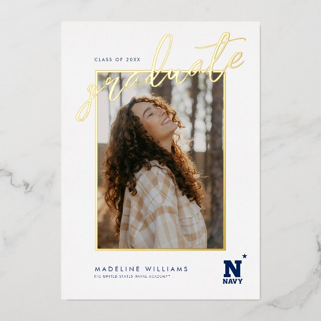 Naval Academy Logo | Graduation Foil Invitation (Front)
