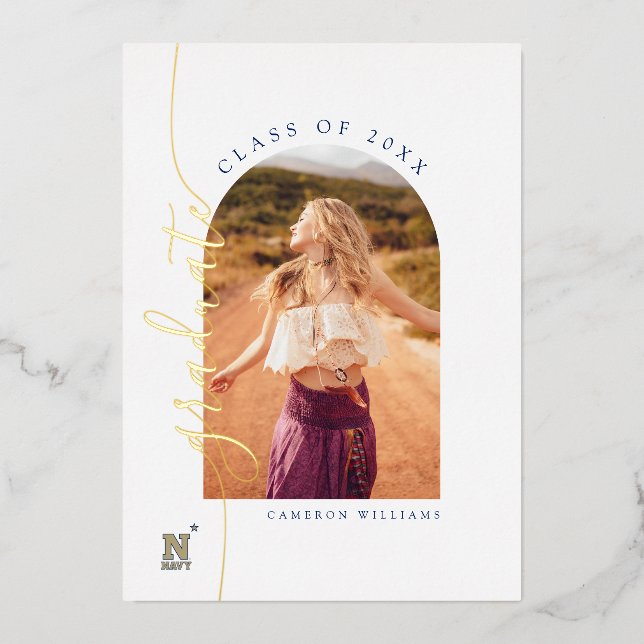 Naval Academy Logo | Graduation Foil Invitation (Front)