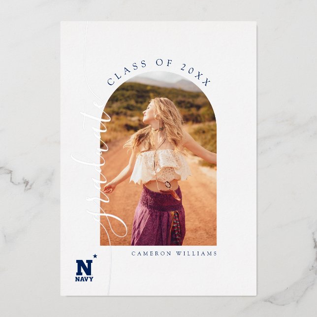 Naval Academy Logo | Graduation Foil Invitation (Front)