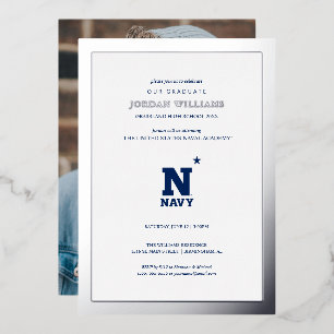 Naval Academy Logo Graduation Foil Invitation