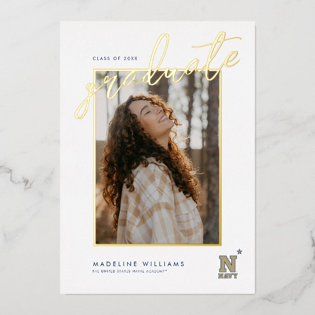 Naval Academy Logo | Graduation Foil Invitation (Front)