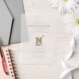 Naval Academy Logo   Graduation Vellum Invitations