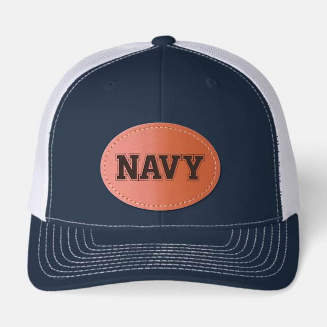 Naval Academy Logo Leather Patch Hat (Front)