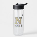Naval Academy Logo Water Bottle<br><div class="desc">This design features a bold, stylized depiction of the letter "N" in a prominent gold color, outlined in classic navy blue. Positioned beneath the large "N" is the word "NAVY" rendered in a matching gold with a navy blue outline, reinforcing the theme. A distinguished gold star, also outlined in navy...</div>