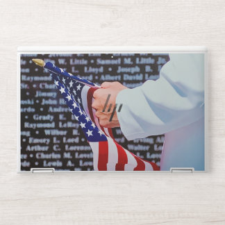 Naval Academy Midshipman holding American Flag HP Laptop Skin