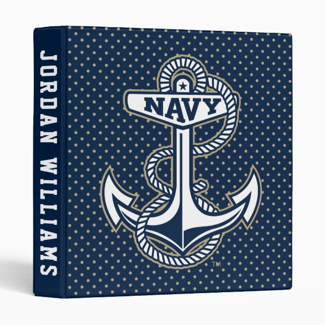 Naval Academy Polka Dot Pattern 3 Ring Binder (Front/Spine)