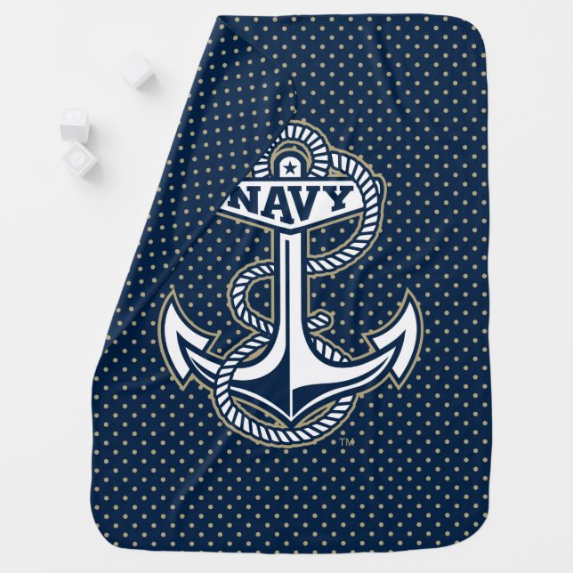 Naval Academy Polka Dot Pattern Baby Blanket (In Situ)