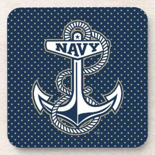 Naval Academy Polka Dot Pattern Beverage Coaster