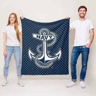 Naval Academy Polka Dot Pattern Fleece Blanket