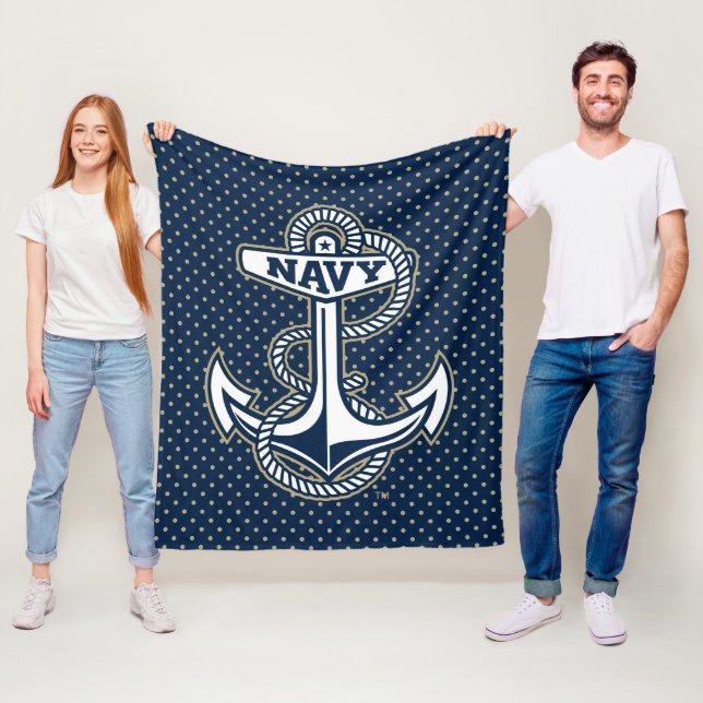 Naval Academy Polka Dot Pattern Fleece Blanket (In Situ)