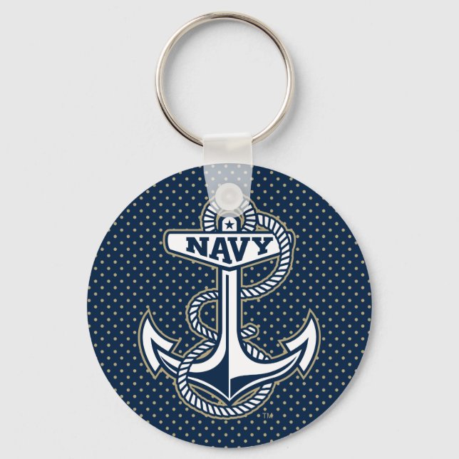 Naval Academy Polka Dot Pattern Keychain (Front)