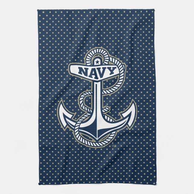 Naval Academy Polka Dot Pattern Kitchen Towel (Vertical)