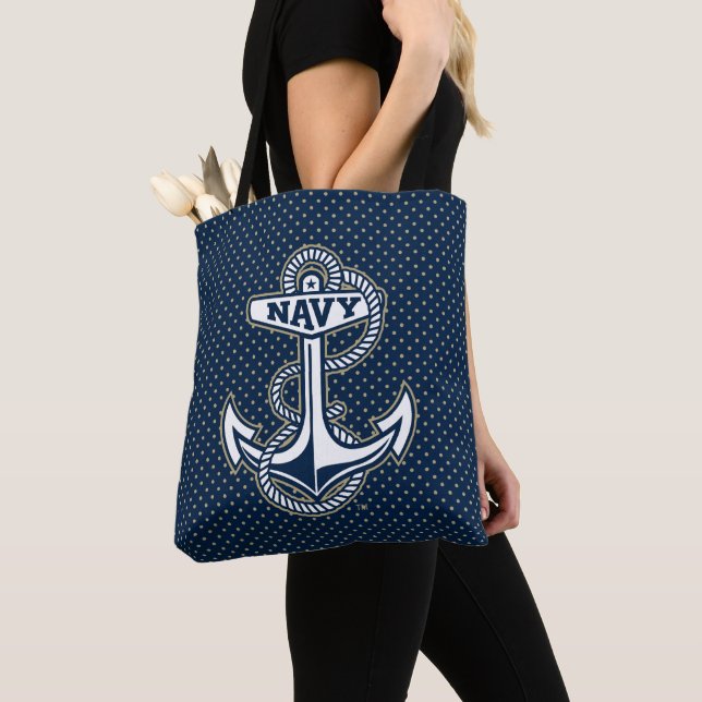 Naval Academy Polka Dot Pattern Tote Bag (Close Up)