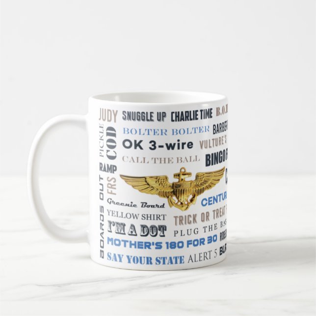 Naval air mug with lingo and F/A-18F (Left)