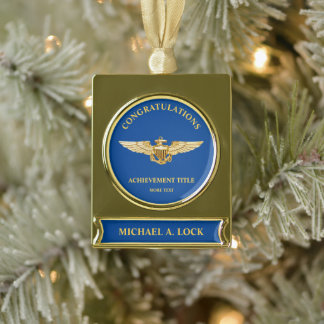 Naval Aviator / Wings of Gold Custom Gold Plated Banner Ornament