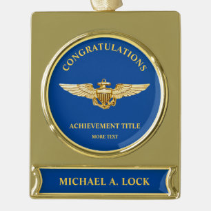 Naval Aviator / Wings of Gold Custom Gold Plated Banner Ornament