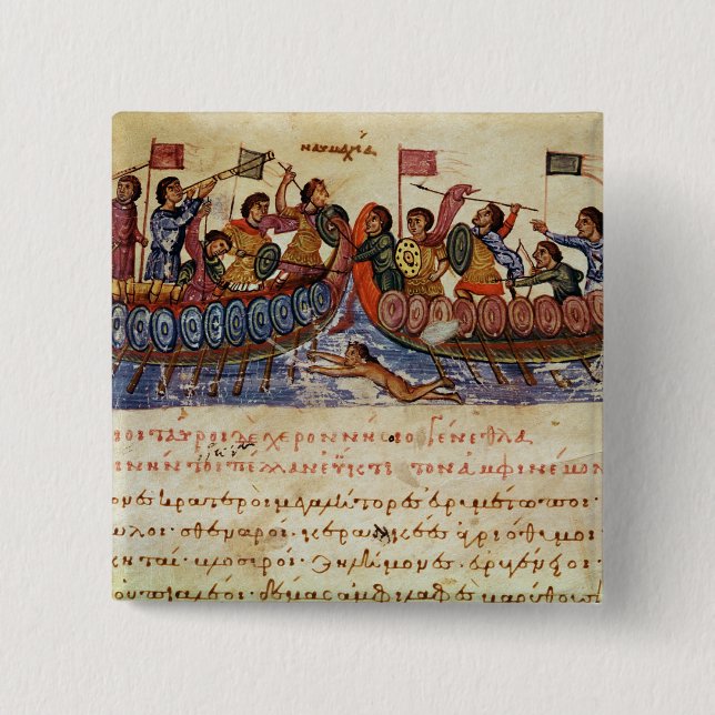 Naval Combat between two Ships Pinback Button (Front)