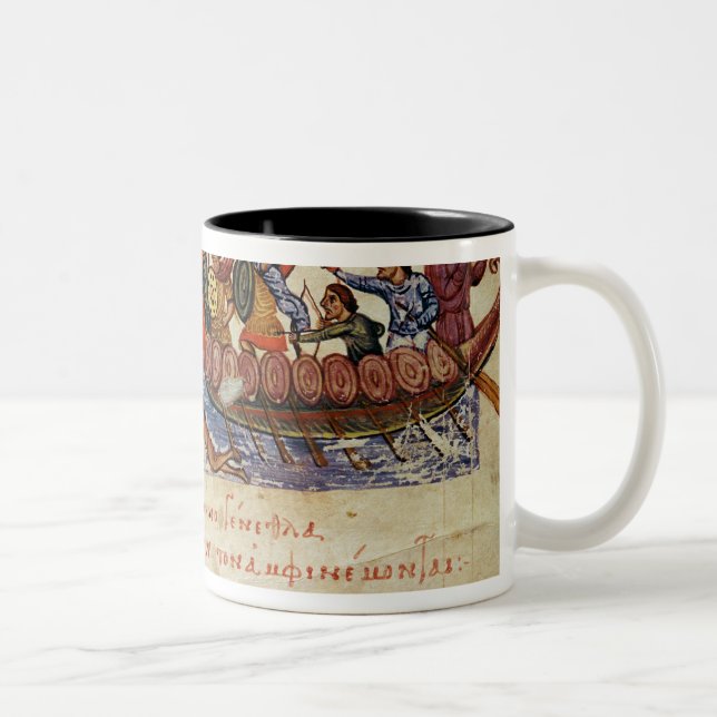 Naval Combat between two Ships Two-Tone Coffee Mug (Right)