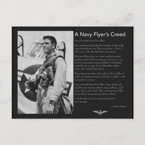 Naval Flyers Creed Postcard