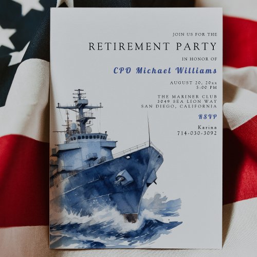 Naval Military Retirement Party Invitation