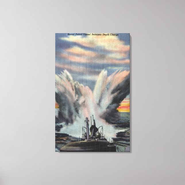 Naval Patrol Vessel Releases Depth Charge Canvas Print (Front)