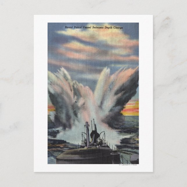 Naval Patrol Vessel Releases Depth Charge Postcard (Front)