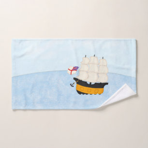 Naval Ship At Sea Nautical Maritime Whimsical Bath Towel Set