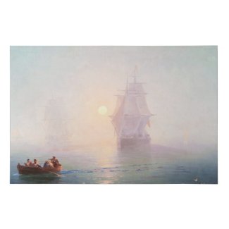 Naval Ship Ivan Aivazovsky seascape waterscape sea Faux Canvas Print