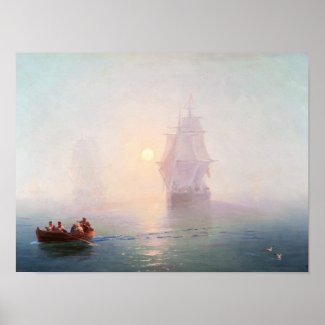 Naval Ship Ivan Aivazovsky seascape waterscape sea Poster