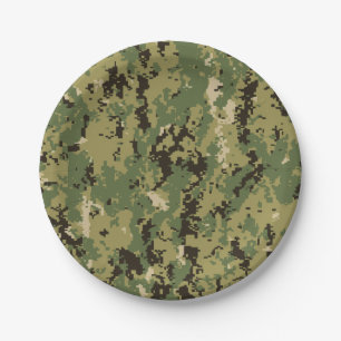 Naval Woodland Camouflage Paper Plates