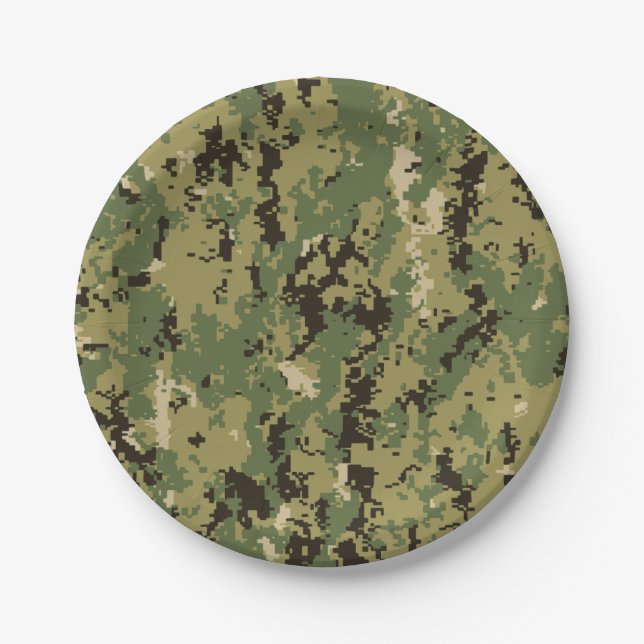 Naval Woodland Camouflage Paper Plates (Front)