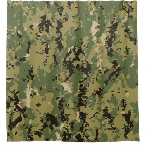 Naval Woodland Camouflage Shower Curtain