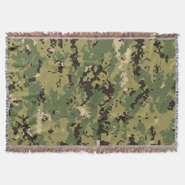 Naval Woodland Camouflage Throw Blanket (Front)