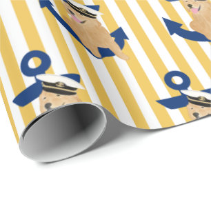 Naval Yellow Pup Annapolitan Gift Wrap