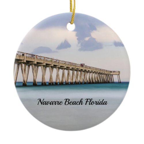 Navarre Beach Fishing Pier Circle Ornament