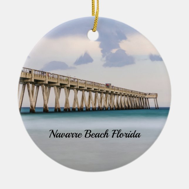 Navarre Beach Fishing Pier Circle Ornament (Front)